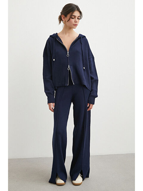 Never More Çift Fermuarlı Kapüşonlu Pantolonlu Takım Lacivert - S000491347-21164