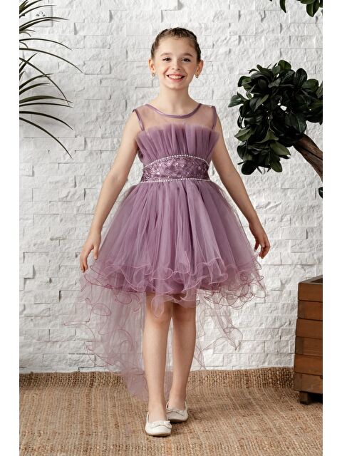 Mnk Baby & Kids Uzun Kuyruk Tütülü Askılı Kız Filira Elbise MNK0584 - S000389138-17878