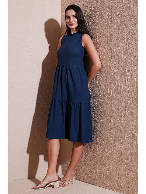 Lela Regular Fit Kolsuz Midi Elbise 5869008 - S000346536-23093