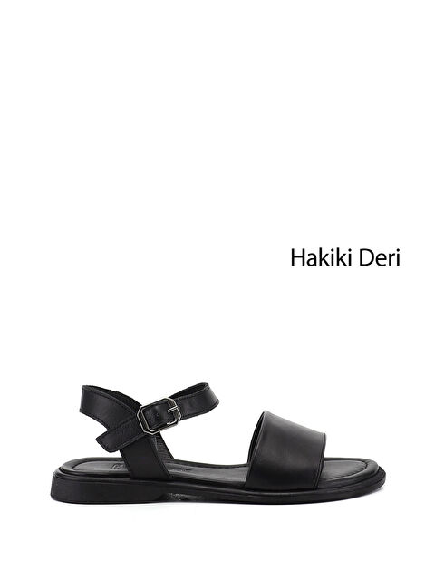 GÖNDERİ(R) Kadın SİYAH Bilek Bağlı Hakiki Deri Sandalet