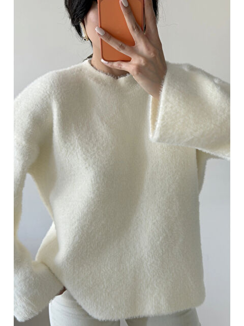 eka Kadın Beyaz Oversize Kazak 1014-2341 - S000482375-20063