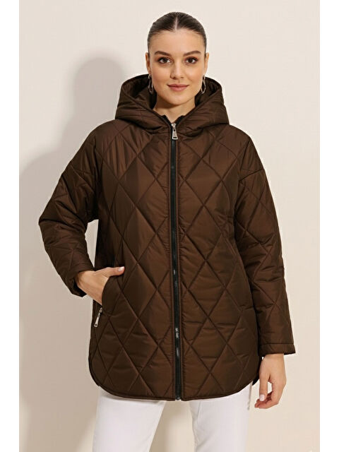 Bigdart 5181 Kapüşonlu Kapitone Mont - Kahverengi - S000119525-19413