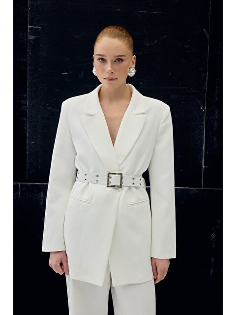 SATEEN Kemer Detaylı Ceket - Ekru - S000516479-19965