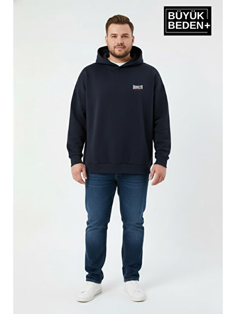 Süperlife Erkek Büyük Beden Brooklyn 1970 Baskılı Kapüşonlu Sweatshirt SPR26BSW964 - S000480254-21164