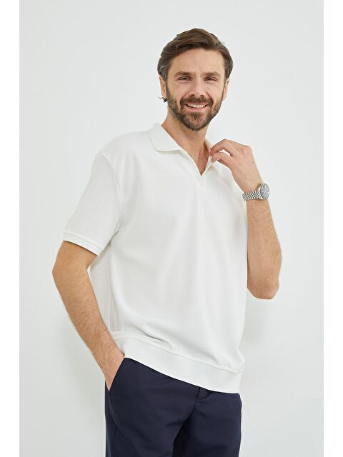 Fullamoda Fitilli Apaş Yaka Garnili Tişört