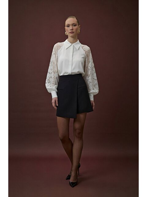 SATEEN Talia Şort Etek - Siyah - S000516478-19351