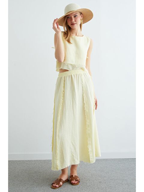 Fullamoda Beli Lastikli Püsküllü Etekli Müslin 2 Li Takım - S000501512-20072