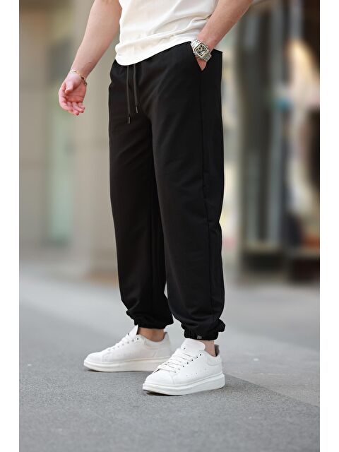 Madmext Siyah Rahat Kesim Paçası Lastikli Erkek Eşofman Altı E6573 - S000428075-19351