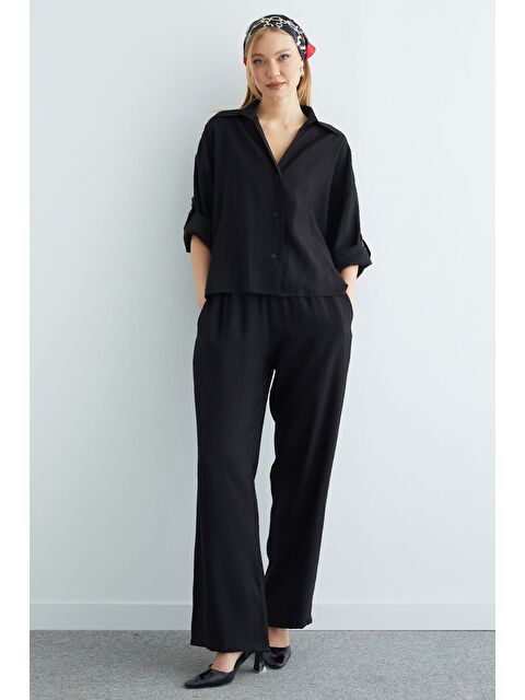 Fullamoda Düğmeli Beli Lastikli Kapri Kol 2 Li Takım - S000501515-19351