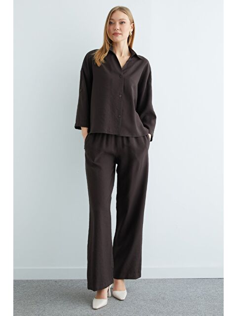 Fullamoda Düğmeli Beli Lastikli Kapri Kol 2 Li Takım - S000501515-29704