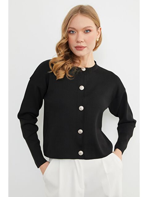 Fullamoda Basic Düğmeli Bisiklet Yaka Triko Hırka - S000490927-19351