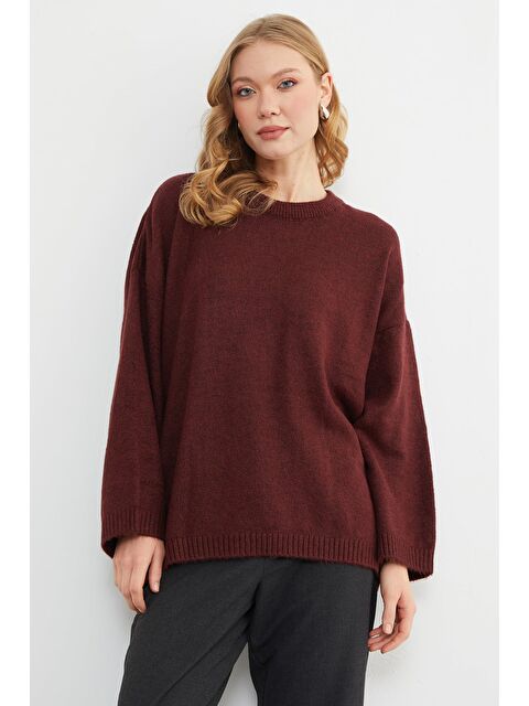 Fullamoda Basic Bisiklet Yaka Salaş Triko Kazak - S000471302-19951