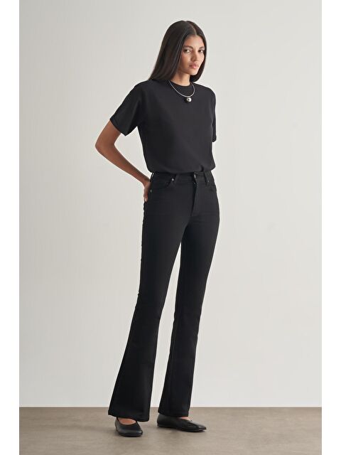 Mizalle Skinny Fit Flare Paça Siyah Denim Pantolon - S000394771-19351