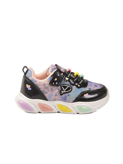 Walkway Siyah Cırtlı Işıklı Hafif Kız Çocuk Spor Ayakkabı 1998 P - S000526945-19351
