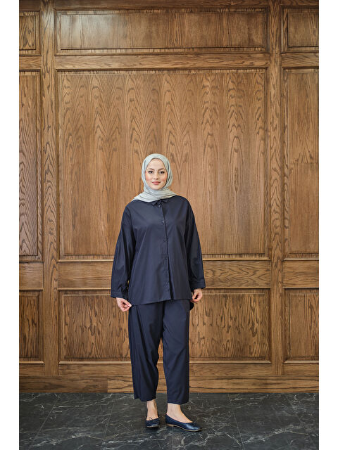 Locco Moda Kadın Gömlekli Takım Lacivert - S000474827-21164