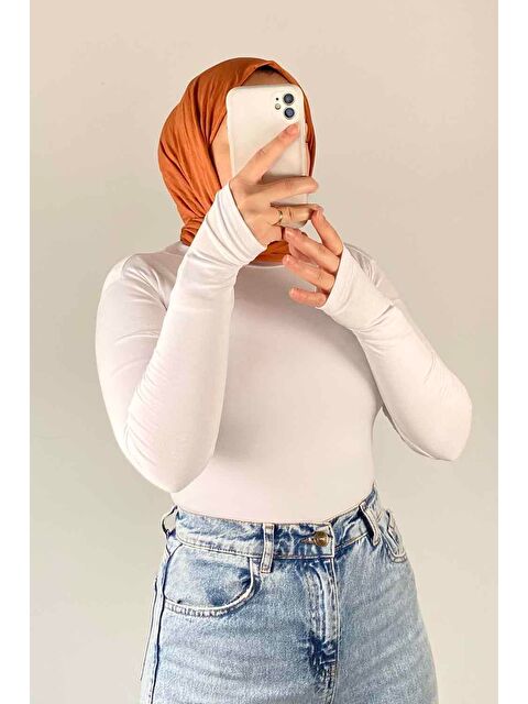 Lamelif Eldiven Detaylı Balıkçı Yaka Body Beyaz