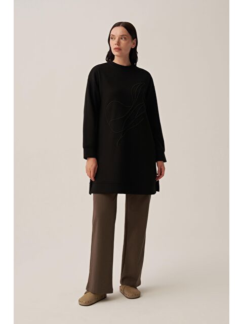 ALLDAY Siyah-Yumuşak Dokulu Nakışlı Sweatshirt - S000495227-19351