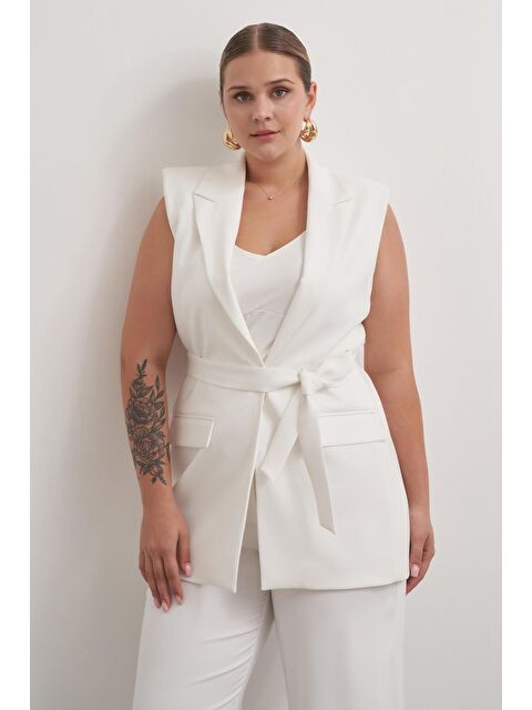 Mylinemoda Astarlı Kuşaklı Uzun Yelek - S000342879-20063