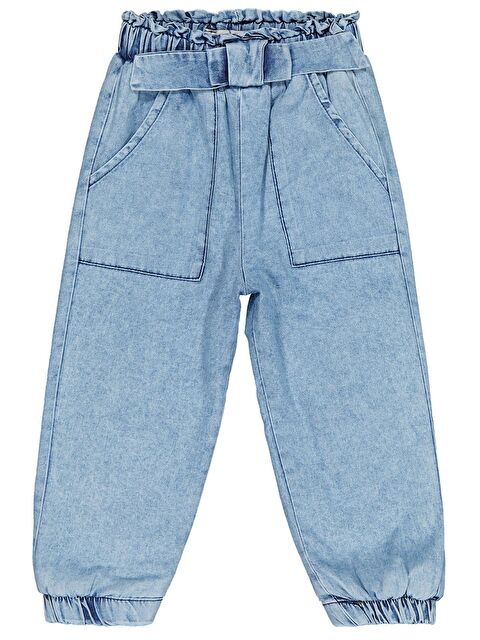 Civil Girls Mobil Çiçek Aksesuarlı 2-5 Yaş Pantolon - Mavi