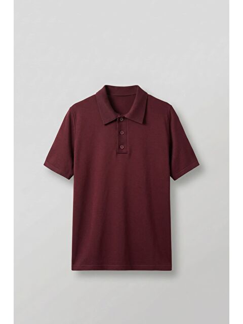 Abluka Online Erkek Relaxed Fit Basic Polo Yaka T-Shirt Bordo