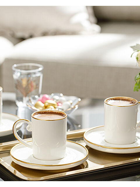 English Home Marella Porselen 12 Parça 6 Kişilik Kahve Fincan Takımı 85 ml Gold - S000335867-20076