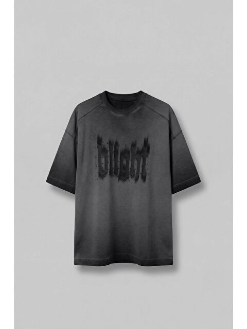 Abluka Online Erkek Baskılı Yıkamalı Oversize T-Shirt Siyah - S000506313-19351