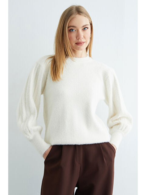 Fullamoda Balon Kol Bisiklet Yaka Triko Kazak - S000501525-19965