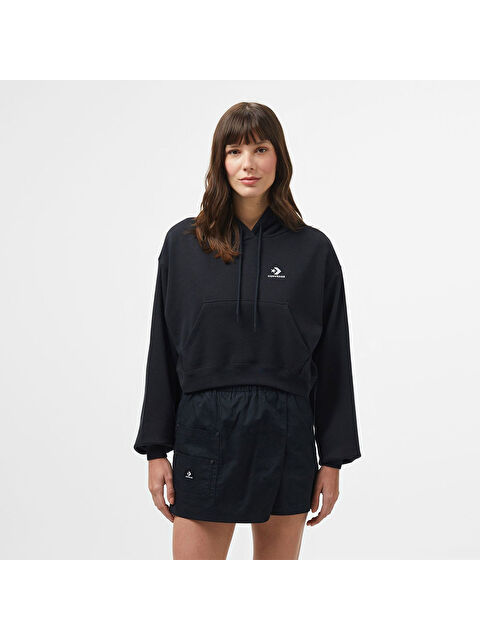 Converse Chuck Taylor Boxy Kadın Siyah Kapüşonlu Sweatshirt - S000525927-19351