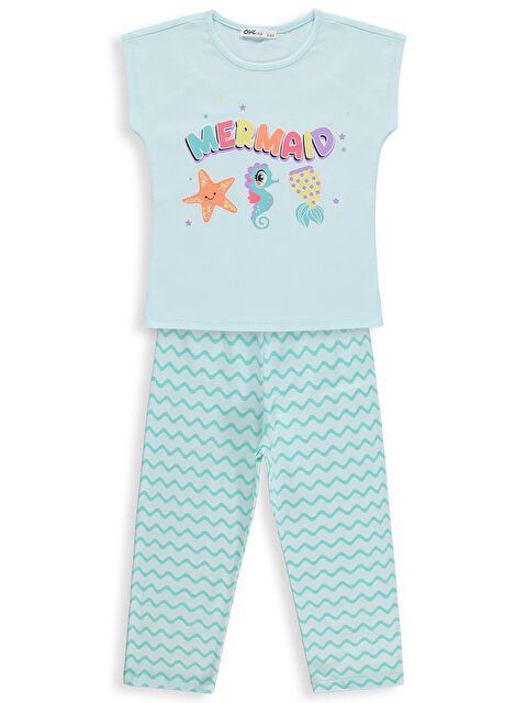 Civil Girls Mermaid Baskılı 2-5 Yaş Pijama Takımı - Yeşil