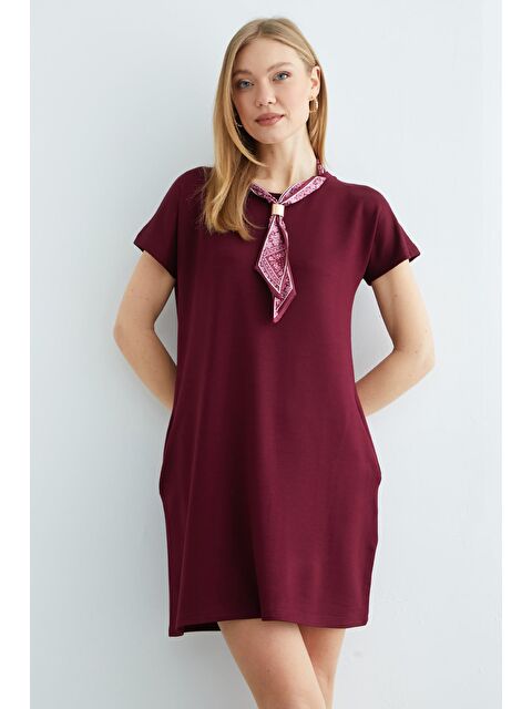 Fullamoda Fular Detaylı Bisiklet Yaka Elbise - S000501527-19951