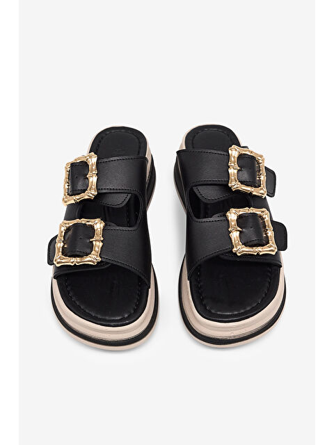 TONNY BLACK Kadın Siyah Rahat Kalıp Yüksek Taban Tokalı Terlik - S000514929-19351