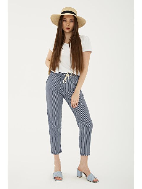 Fashion Friends Comfort Fit Lastikli Çizgili Pantolon 25Y0344K1 - S000375393-21164