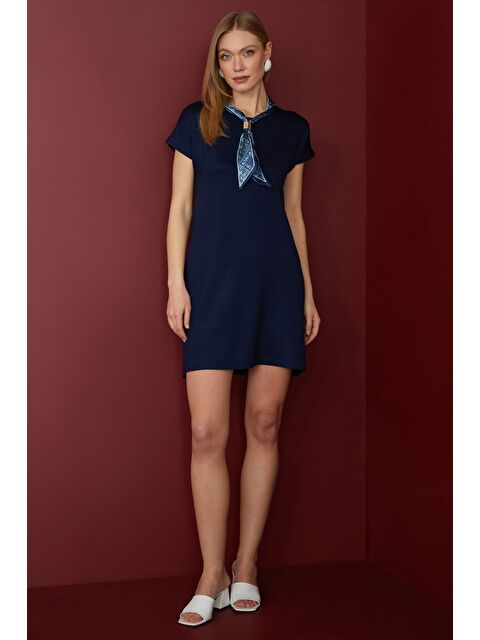 Fullamoda Fular Detaylı Bisiklet Yaka Elbise - S000501527-21164