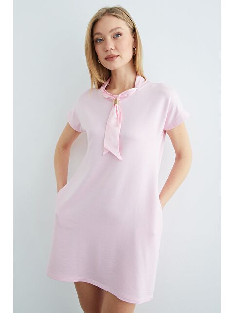 Fullamoda Fular Detaylı Bisiklet Yaka Elbise - S000501527-20024