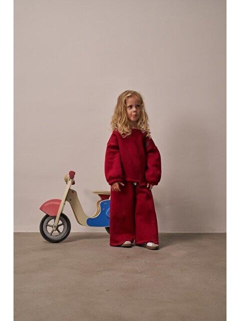 Oh La La Koala For Little Ones Bordo Omuz Nakışlı Asimetrik Detaylı Alt Üst Takım - S000487850-19951