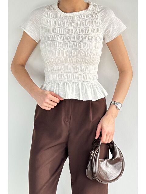 Gülseli Kadın Bisiklet Yaka Gipeli Elastanlı Bluz