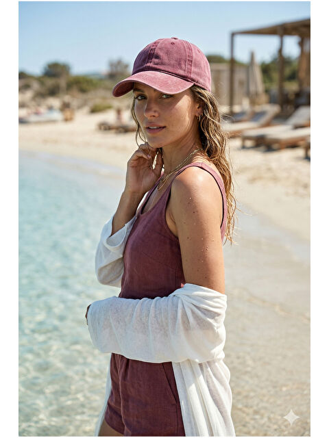 Luminos Butik Unisex Kırmızı Günlük Şapka Eskitme Detaylı Yıkamalı Pamuklu Premium Vintage Şapka SPK16 KIRMIZI