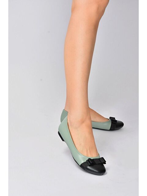 Fox Shoes Yeşil/Siyah Kadın Babet D726019509 - S000031861-37472