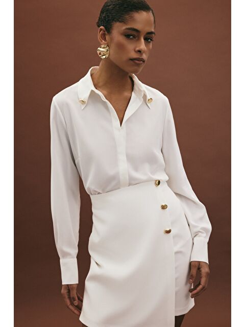 SATEEN Lucy Gömlek - Ekru - S000503936-19965