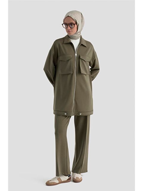 ARMİNE Taş İşlemeli Örme Takım 25Kd2804 Haki - S000508570-18547