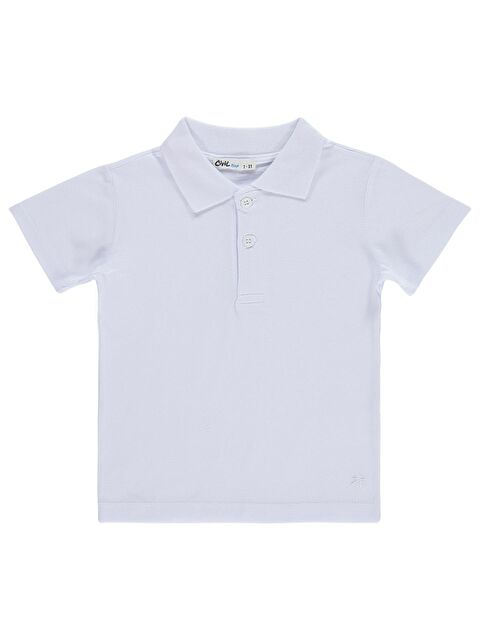 Civil Boys Erkek Çocuk Palmiye Nakışlı Polo Yaka 2-5 Yaş Tişört - Beyaz
