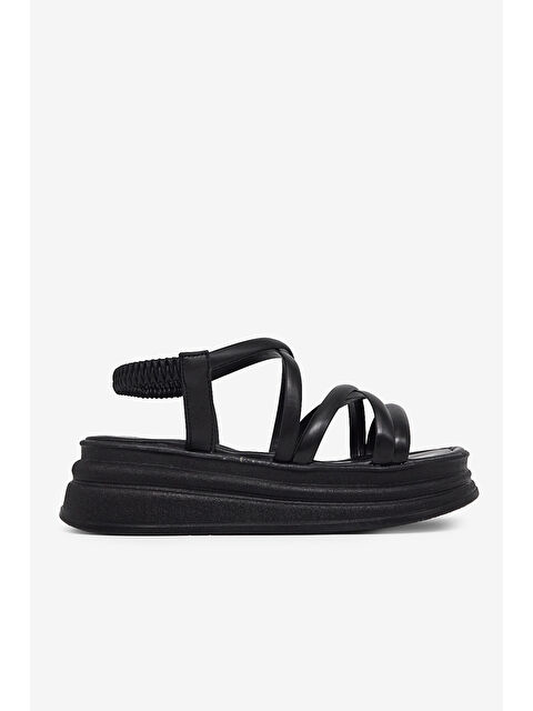 TONNY BLACK Kadın Siyah Rahat Kalıp Yüksek Taban Çapraz Sandalet - S000514935-19351