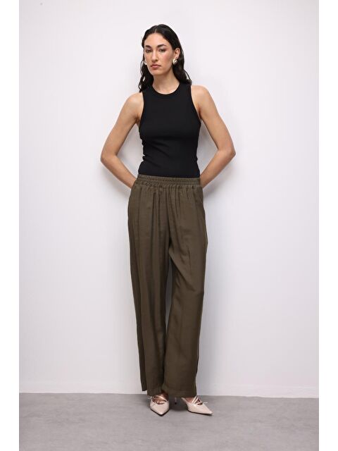 Mizalle Hakı Modal Dokulu Lastikli Haki Rahat Pantolon - S000530641-18547
