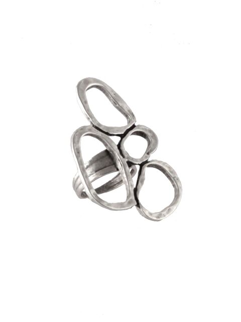 Labalaba Kadın Antik Gümüş Kaplama Ayarlanabilir Model Asimetrik Yüzük - S000511440-18105