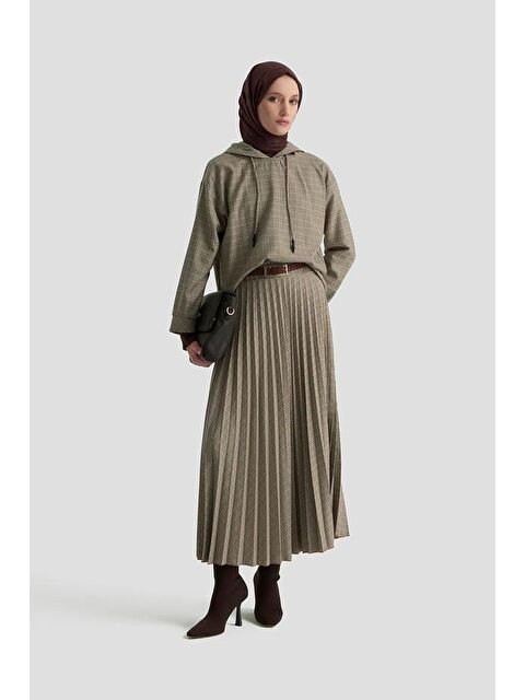 ARMİNE Kapüşonlu Desenli Takım Camel - S000508576-4557