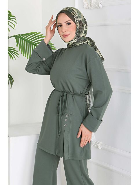 Tofisa Düğme Detaylı Modal İkili Takım Haki - 28013-HAKI - S000474593-18547