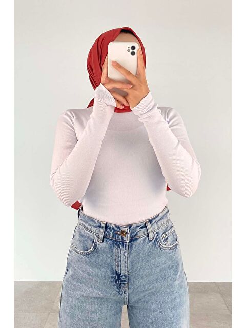 Lamelif Balıkçı Yaka Fitilli Body Beyaz - S000529844-20063