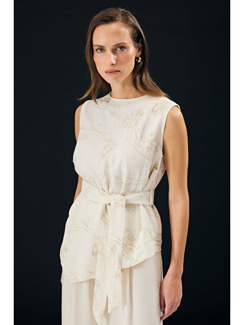 SATEEN Dina Bluz - Taş