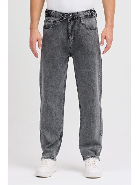 Oksit Reax 896 Beli Lastikli İpli Baggy Bol Kesim Jean Pantolon - S000436744-29666