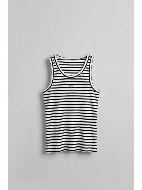 Abluka Online Erkek Ribana Kumaş Çizgili Atlet Beyaz - S000506316-20063